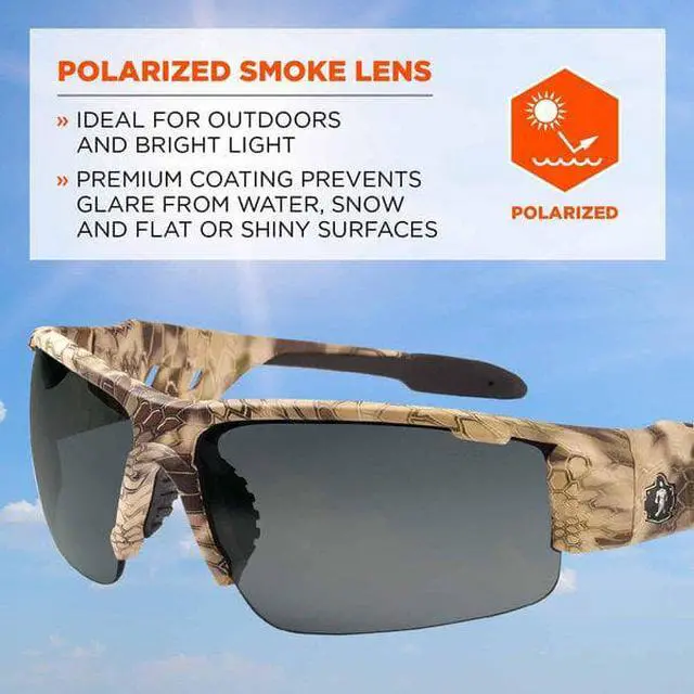 Alt view image 4 of 4 - DAGR Polarized Smoke Lens Kryptek Highlander Safety Glasses