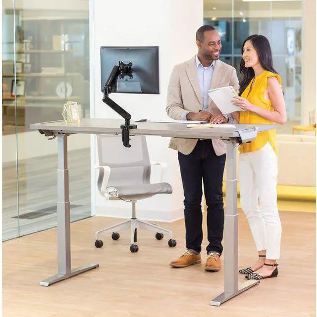 Alt view image 10 of 16 - Fellowes - 9650001 - Fellowes High Pressure Laminate Desktop Gray Ash - 48x24 - Gray Ash Rectangle, High Pressure