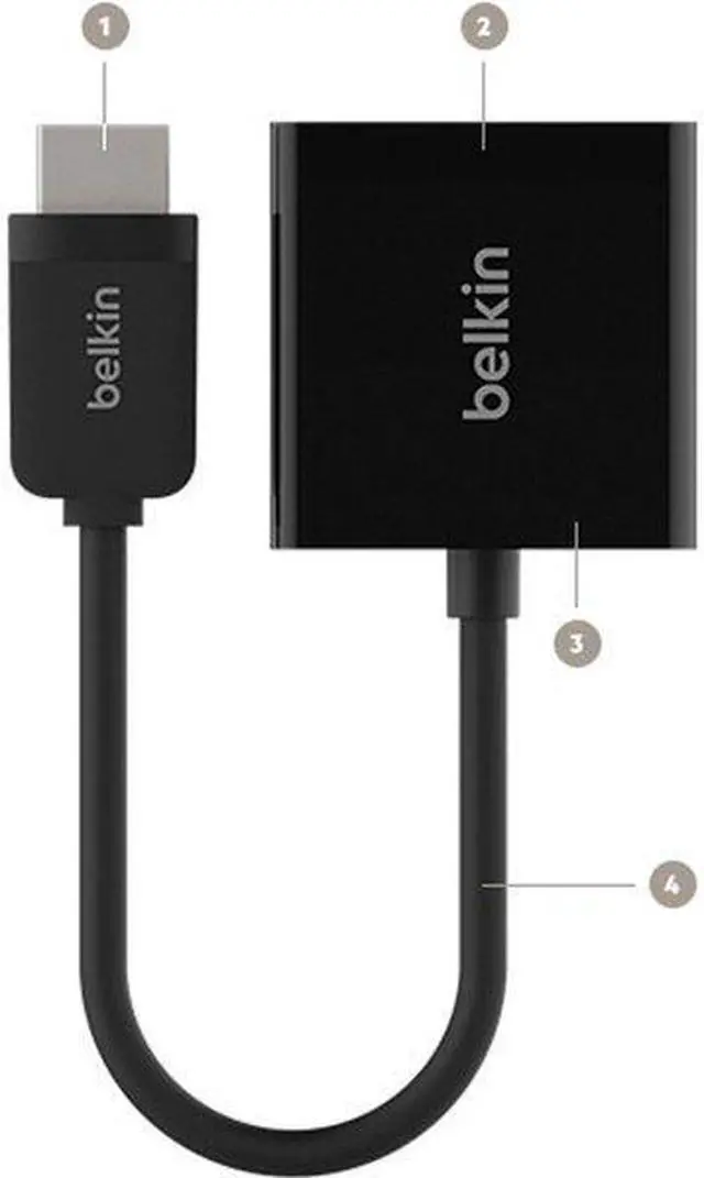 Alt view image 9 of 20 - Belkinponents F2CD058 Adapter,hdmi,hdmi-m Vga-f with 3.5mm Audio