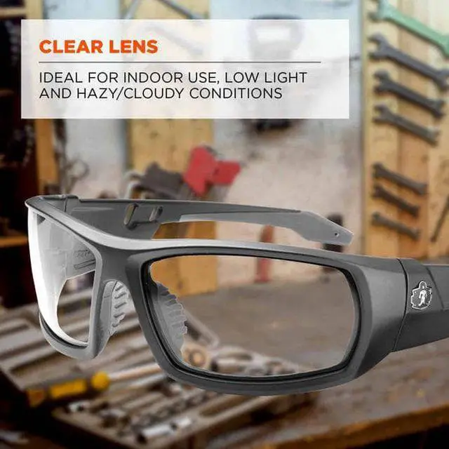 Alt view image 4 of 6 - Ergodyne 50400 Skullerz Odin Safety Glasses, Matte Black Frame/Clear Lens, Nylon/Polycarb