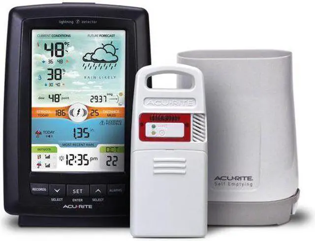 Alt view image 7 of 10 - AcuRite Weather Station And Lightning Detector Digital Weather Station