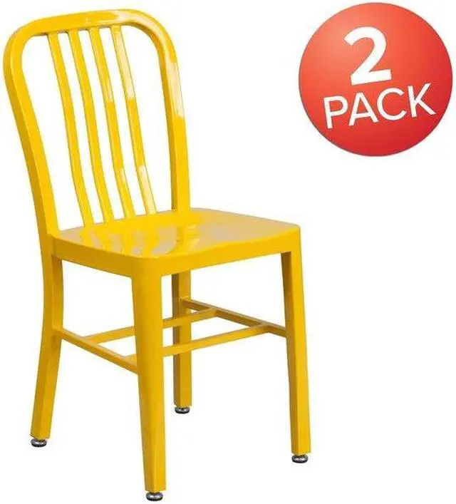 Alt view image 3 of 6 - Flash Furniture Colorful Restaurant Chair Yellow 2 Pack (2CH6120018YL)