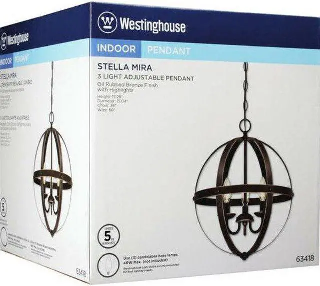 Alt view image 2 of 4 - WESTINGHOUSE 6341800 Three-Light Indoor Chandelier Stella Mira ORB