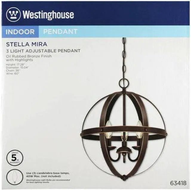 Alt view image 3 of 4 - WESTINGHOUSE 6341800 Three-Light Indoor Chandelier Stella Mira ORB