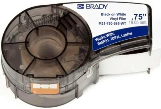 Alt view image 6 of 10 - BRADY M21-750-595-WT Label Tape Cartridge, Black/White, Labels/Roll: Continuous