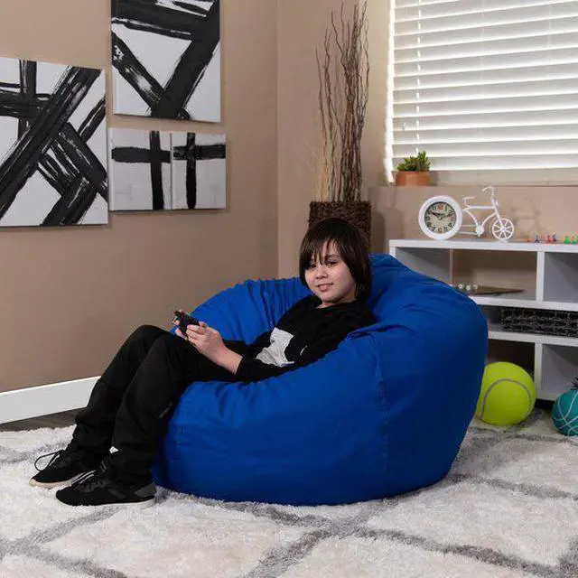 Alt view image 6 of 20 - Oversized Solid Royal Blue Bean Bag Chair