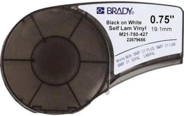 Alt view image 3 of 3 - BRADY M21-750-427 Label Tape Cartridge, Black on White, Labels/Roll: Continuous