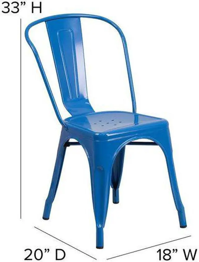 Alt view image 15 of 20 - Flash Furniture Metal Indoor/Outdoor Stackable Chair, Blue