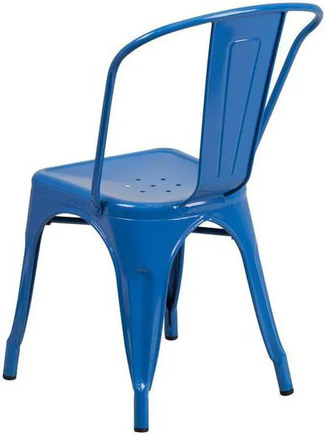 Alt view image 20 of 20 - Flash Furniture Metal Indoor/Outdoor Stackable Chair, Blue
