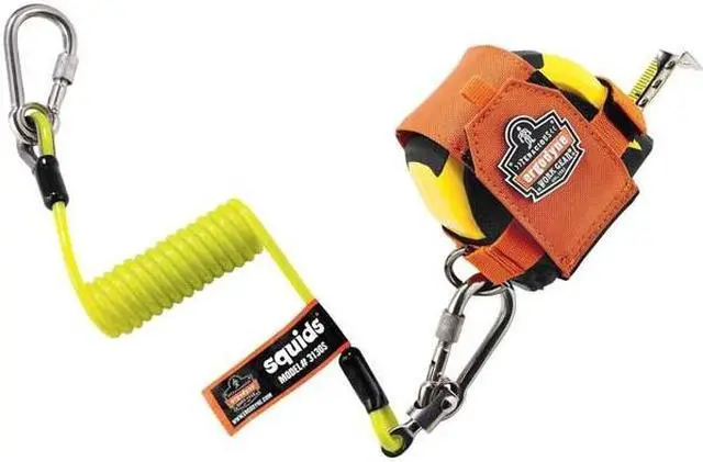 Alt view image 5 of 8 - Ergodyne Squids 3130S Coiled Cable Tool Lanyard with Dual Stainless Steel Carabiners, 2 Pounds