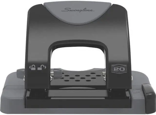 Alt view image 5 of 9 - SWINGLINE A7074135 Two-Hole Paper Punch,20 Sheets,Blck/Gray