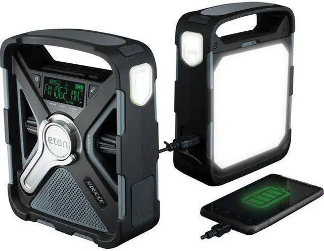 Alt view image 6 of 6 - eton ultimate camping am/fm/noaa radio with s.a.m.e technology, smartphone charging, bluetooth, giant ambient light and solar p