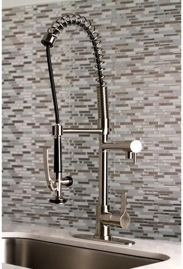 Alt view image 4 of 12 - Gourmetier LS8508CTL Continental Single-Handle Pre-Rinse Kitchen Faucet, Brushed Nickel