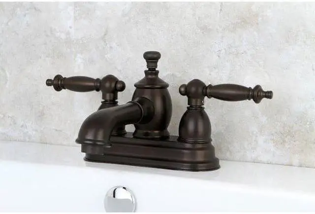 Alt view image 4 of 8 - Kingston Brass KS7005TL 4 in. Templeton Centerset Lavatory Faucet with Brass Pop-Up & Metal Lever Handle Oil Rubbed Bronze