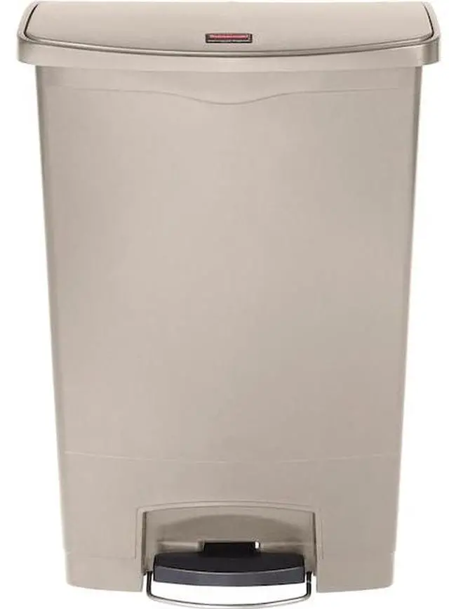 Alt view image 8 of 11 - Rubbermaid - FG1883552 - Slim Jim Resin Step-On Container, Front Step Style, 24 gal, Beige