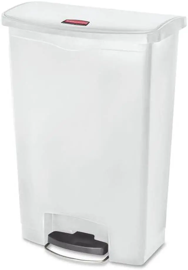 Alt view image 6 of 9 - Rubbermaid - FG1883561 - Slim Jim Resin Step-On Container, Front Step Style, 24 gal, White