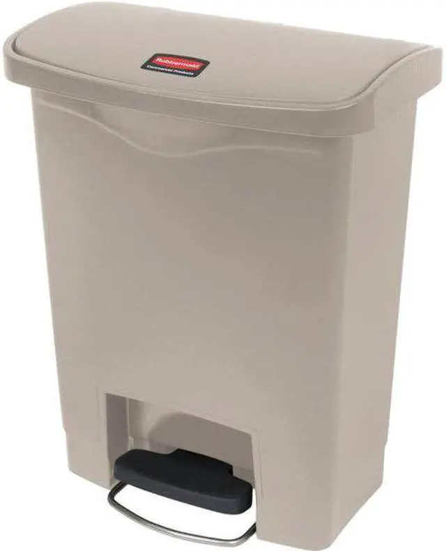Alt view image 6 of 10 - Rubbermaid - FG1883456 - Slim Jim Resin Step-On Container, Front Step Style, 8 gal, Beige