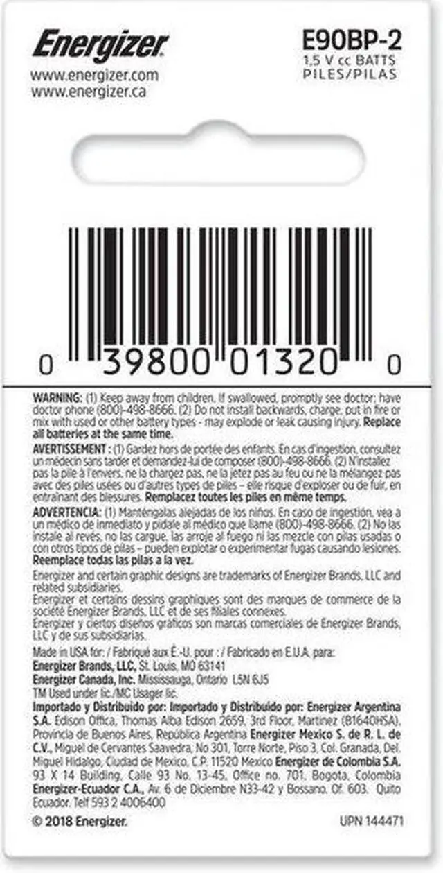 Alt view image 5 of 5 - ENERGIZER E90BP-2 Button Cell Battery,N-E90,1.5V,PK2