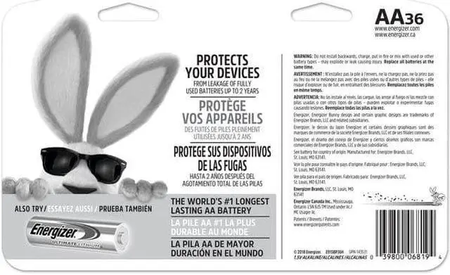 Alt view image 8 of 9 - ENERGIZER E91SBP36H Energizer Max AA Alkaline Battery, 1.5V DC, PK36