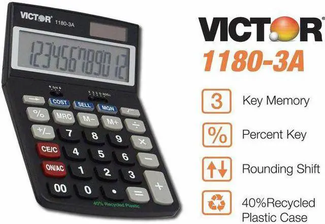 Alt view image 9 of 16 - Victor 1180-3A Antimicrobial Desktop Calculator 12-Digit LCD 11803A