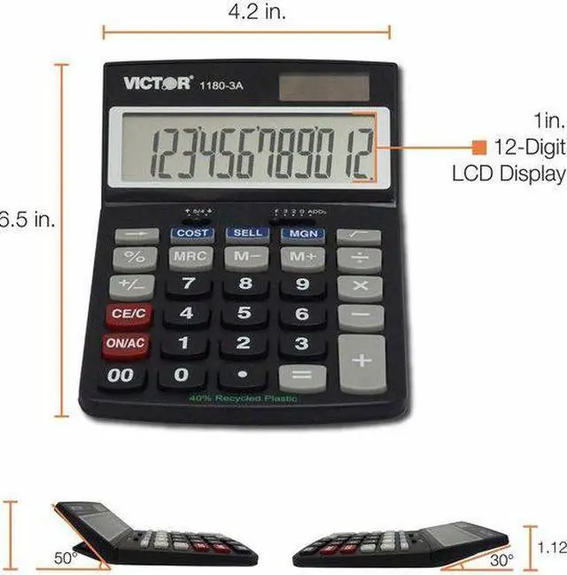 Alt view image 11 of 16 - Victor 1180-3A Antimicrobial Desktop Calculator 12-Digit LCD 11803A