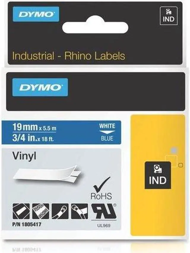 Alt view image 9 of 12 - DYMO IND Vinyl Labels 3/4"