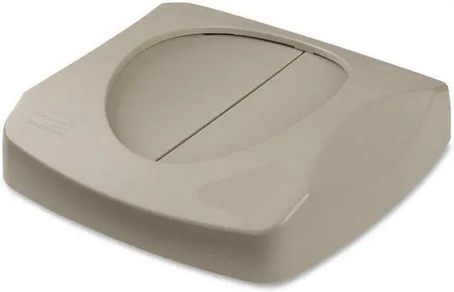 Alt view image 4 of 9 - RUBBERMAID FG268988BEIG Trash Can Top,Drop Top,Swing Closure
