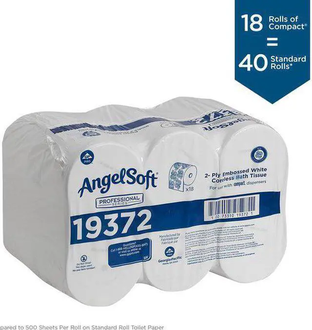 Alt view image 6 of 10 - GEORGIA-PACIFIC 19372 Toilet Paper,Compact,Coreless,2Ply,PK18