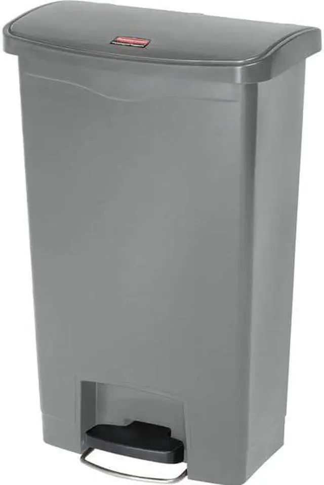 Alt view image 6 of 8 - Rubbermaid - FG1883602 - Slim Jim Resin Step-On Container, Front Step Style, 13 gal, Gray