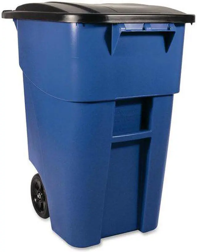 Alt view image 3 of 3 - RUBBERMAID COMMERCIAL FG9W2700BLUE BRUTE 50 gal Rectangular Rolling Plastic