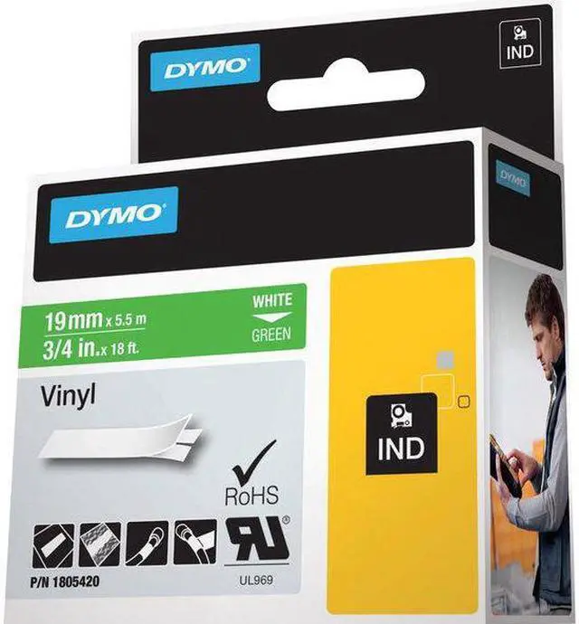 Alt view image 6 of 7 - DYMO 1805420 White on Green Color Coded Label 0.75" Width x 18 ft. Length - 1 Each - Vinyl - Thermal Transfer - White, Green