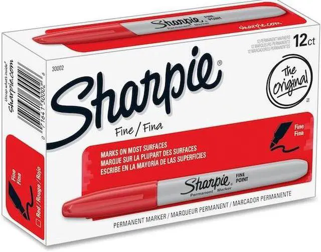 Alt view image 13 of 16 - SHARPIE 30002B Permanent Marker, Red, Fine Tip, Capped, 12 PK
