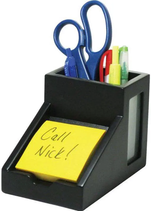 Alt view image 9 of 10 - Victor Midnight Black Collection Pencil Cup with Note Holder 4 x 6 3/10 x 4 1/2