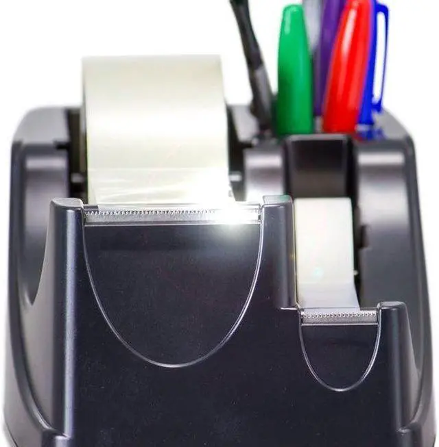 Alt view image 17 of 20 - Officemate Recycled 2-in-1 Heavy Duty Tape Dispenser 1" and 3" Cores Black 96690