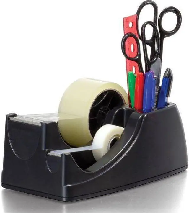 Alt view image 20 of 20 - Officemate Recycled 2-in-1 Heavy Duty Tape Dispenser 1" and 3" Cores Black 96690