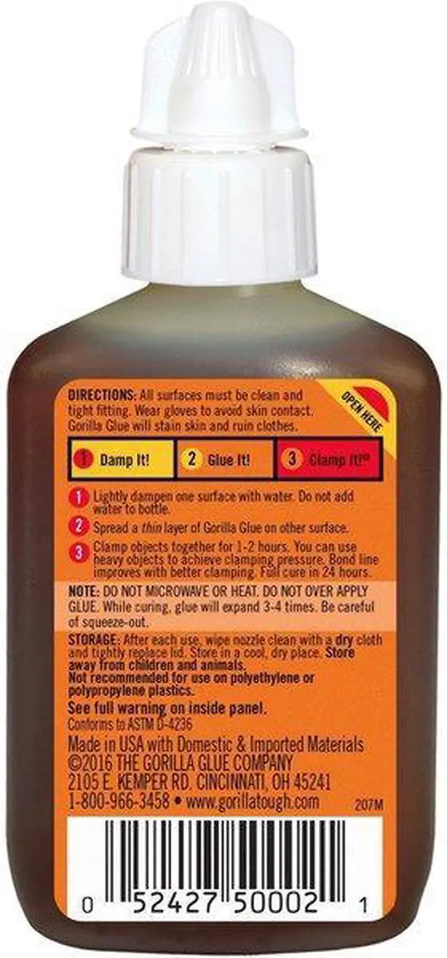 Alt view image 8 of 9 - GORILLA GLUE 5000201 All Purpose Glue, Tan, 24 hr Full Cure, 2 oz, Bottle