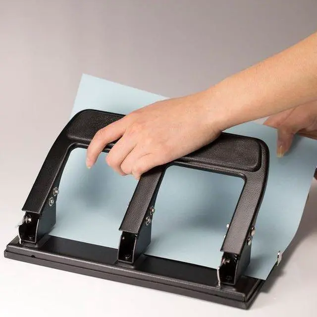 Alt view image 19 of 20 - Officemate Heavy-Duty Punch 3HP 9/32" Holes 40 Sht Cap. Metal Black 90089