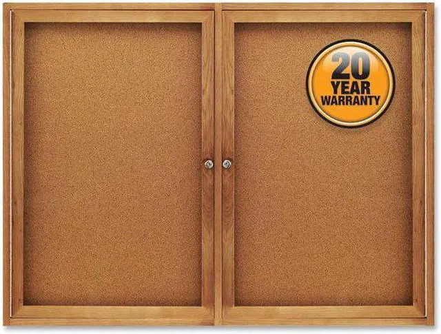Alt view image 18 of 20 - Quartet Enclosed Bulletin Board Natural Cork/Fiberboard 48 x 36 Oak Frame 364