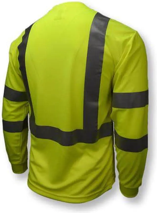 Alt view image 3 of 3 - Radians Hi-Visibility Green Polyester Long Sleeve Shirt, Size: 4XL, ANSI Class 3