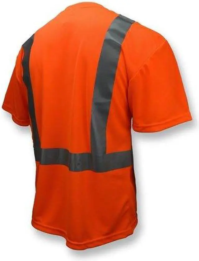 Alt view image 7 of 9 - Large Hi-Viz Orange Safety Short Sleeve T-Shirt With Max-Dri
