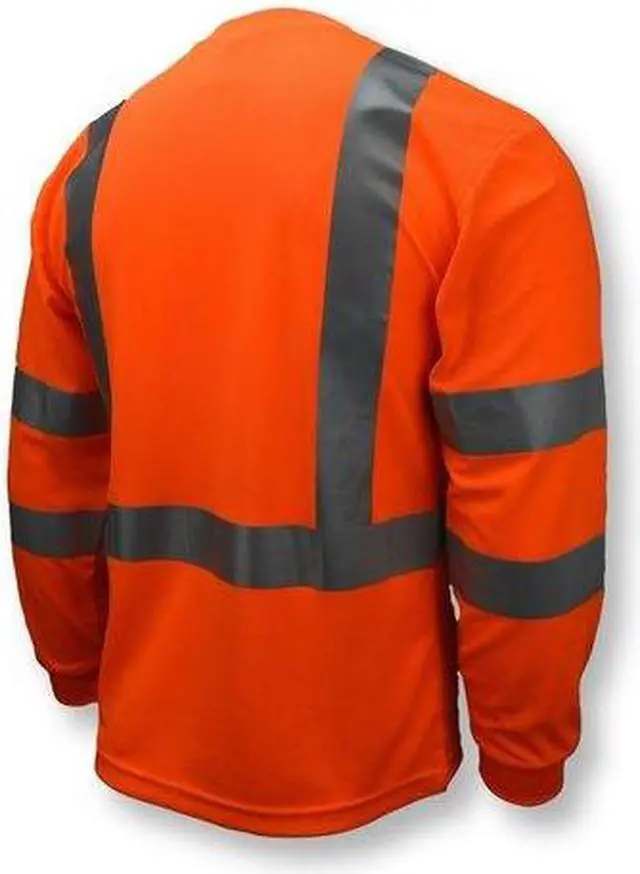 Alt view image 3 of 5 - Radians Hi-Visibility Orange Polyester Long Sleeve Shirt, Size: L, ANSI Class 3