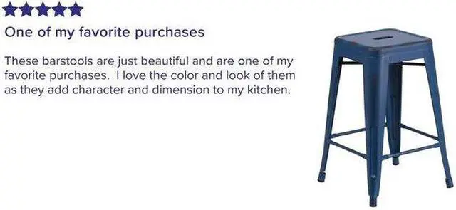 Alt view image 4 of 5 - Flash Furniture 24" High Backless Distressed Antique Blue Metal Indoor-Outdoor Counter Height Stool 4 Pack (4ETBT350324AB)