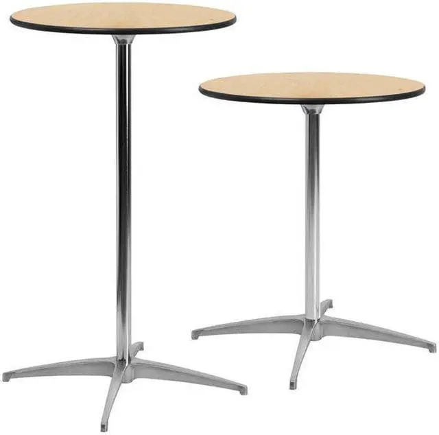Alt view image 16 of 20 - 24'' Round Wood Cocktail Table with 30'' and 42'' Columns