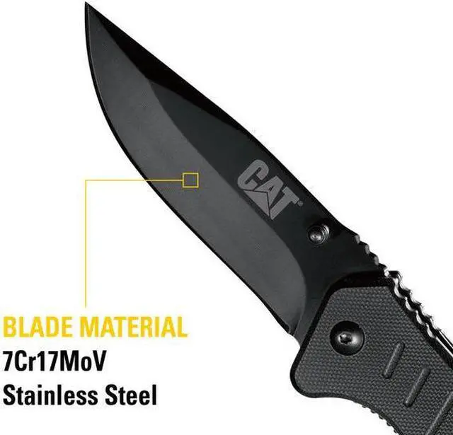 Alt view image 4 of 5 - CAT 980012 8 Inch Folding Knife with Seat Belt Cutter and Glass Break