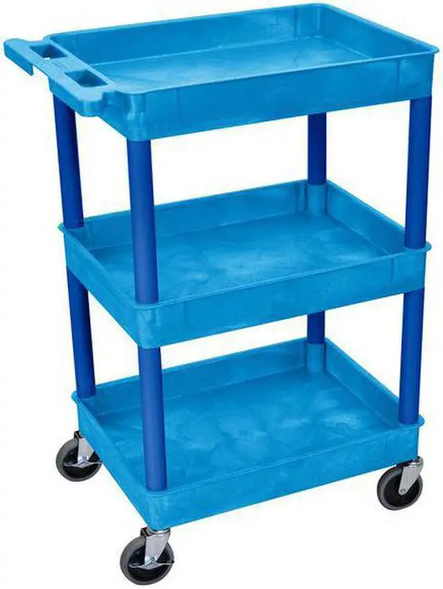 Alt view image 2 of 2 - ZORO SELECT BUSTC111BU Utility Cart with Deep Lipped Plastic Shelves, 300 lb