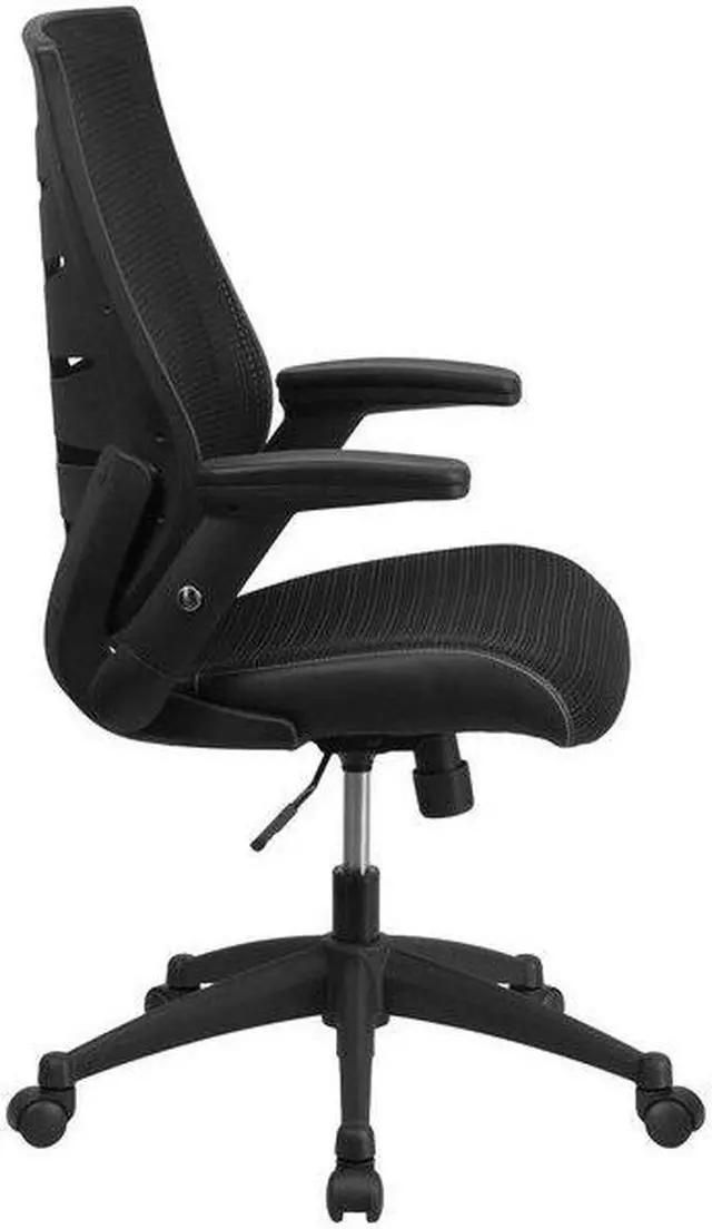 Alt view image 20 of 20 - High Back Designer Black Mesh Executive Swivel Ergonomic Office Chair with Height Adjustable Flip-Up Arms