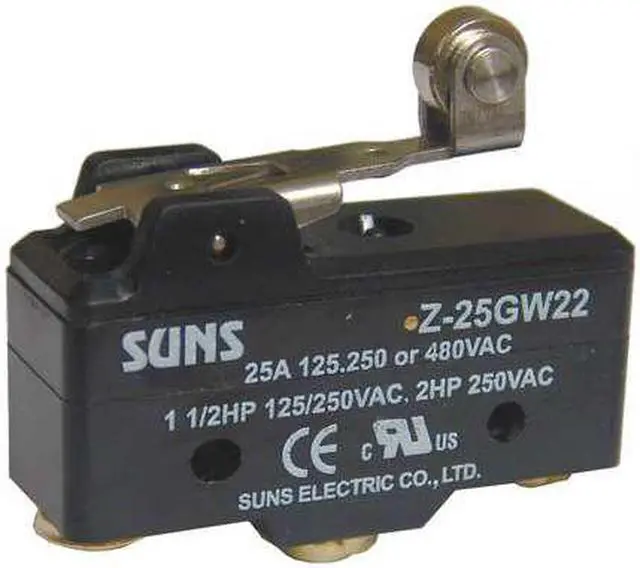 Main image of ZORO SELECT 5JEG3 Snap Action Switch, Hinge Roller, Lever Actuator, SPDT, 25 A