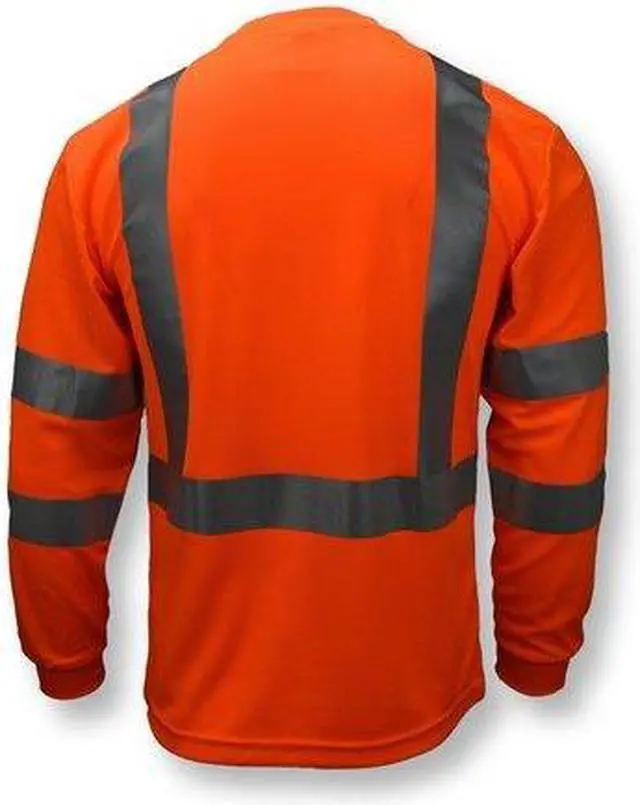 Alt view image 5 of 5 - Radians Hi-Visibility Orange Polyester Long Sleeve Shirt, Size: L, ANSI Class 3