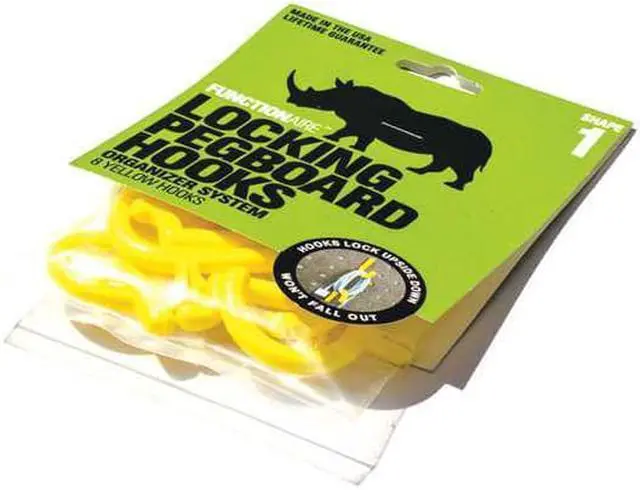 Alt view image 2 of 2 - FUNCTIONAIRE FH1-2 Locking Pegboard Hooks,1 in.L,Yellow,PK8