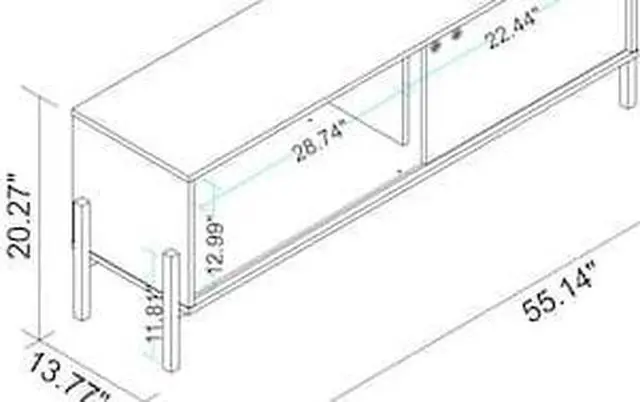 Alt view image 13 of 18 - Bowery 55.12 TV Stand with 2 Shelves in White and Oak